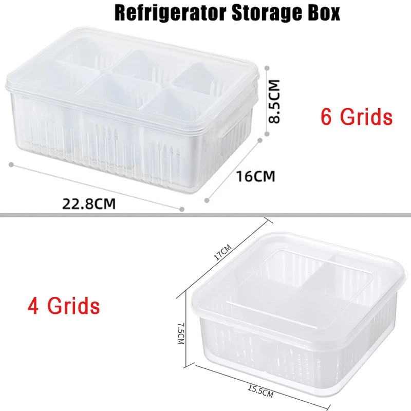 Caja Organizadora Transparente de 6 Compartimientos para Refrigerador