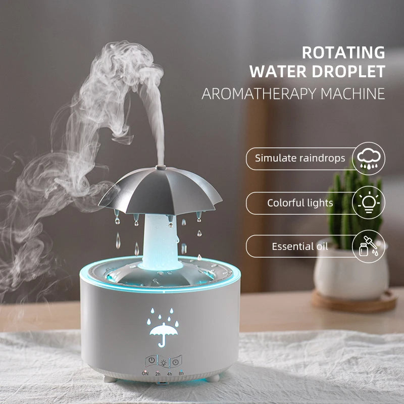 Humidificador Aromático Gotas de Lluvia con Rotación