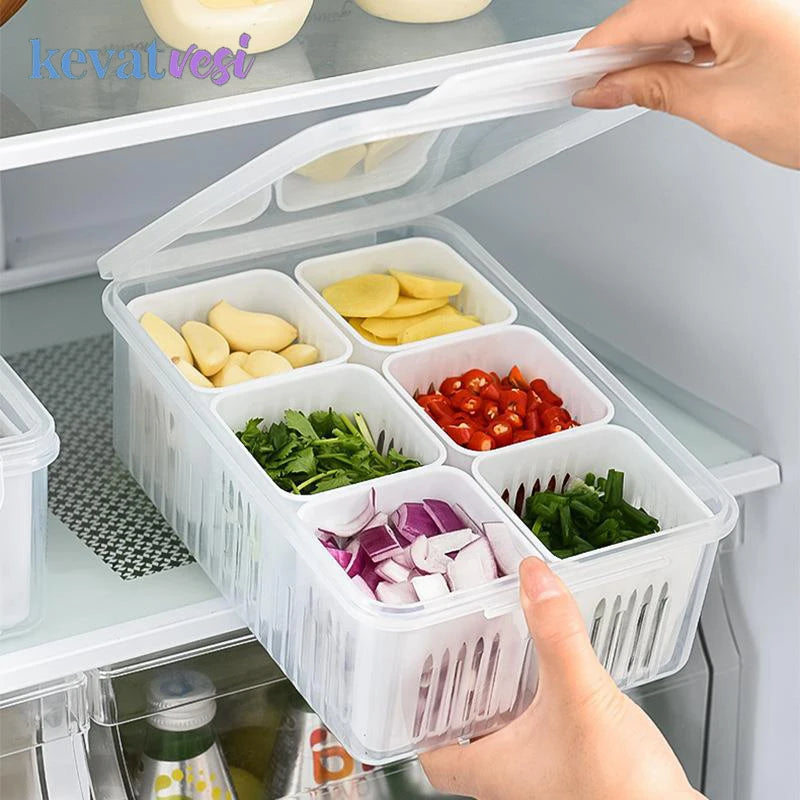 Caja Organizadora Transparente de 6 Compartimientos para Refrigerador